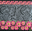 Traditional Polynesian Tattoo Daisy Double Border Polyester Fabric | Islands Fabric
