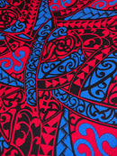 Polynesian Tribal Triangle formation design Fabric | Light Barkcloth