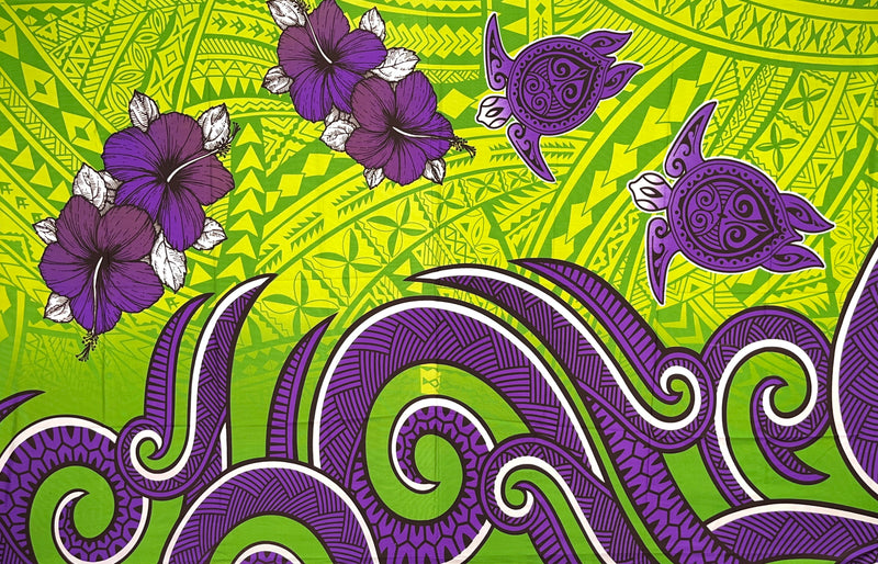 Hibiscus Turtles Waves Sarong