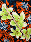 Plumeria Turtles Traditional Tribal design Peachskin Fabric | Islands Fabric
