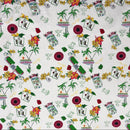 Pattern of Las Vegas-themed designs including casinos, palm trees, and flowers on a white background.