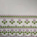 Hibiscus Double Border Embroidered Polyester Fabric| Islands Fabric