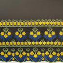 Hibiscus Double Border Embroidered Polyester Fabric| Islands Fabric