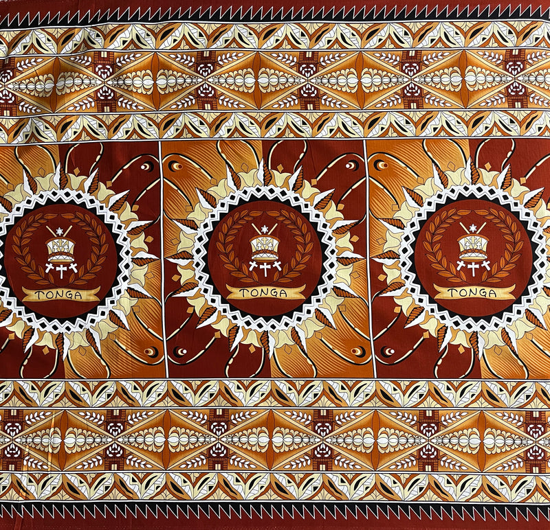 Tongan Seal Double Border Fabric | Cotton Light-Barkcloth