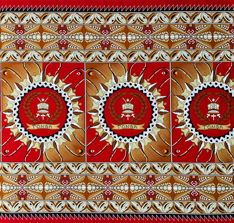 Tongan Seal Double Border Fabric | Cotton Light-Barkcloth