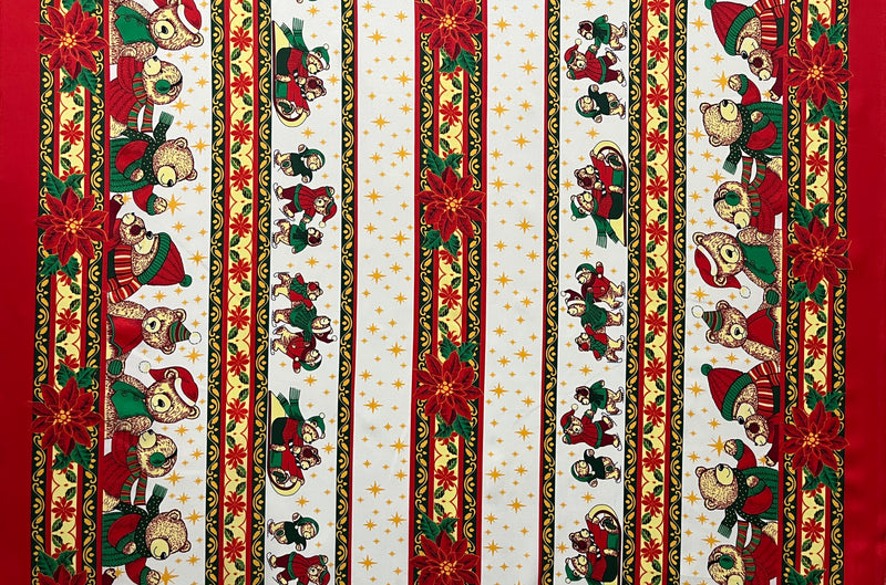 Poinsettia Bears Polyester Fabric | Islands Fabric