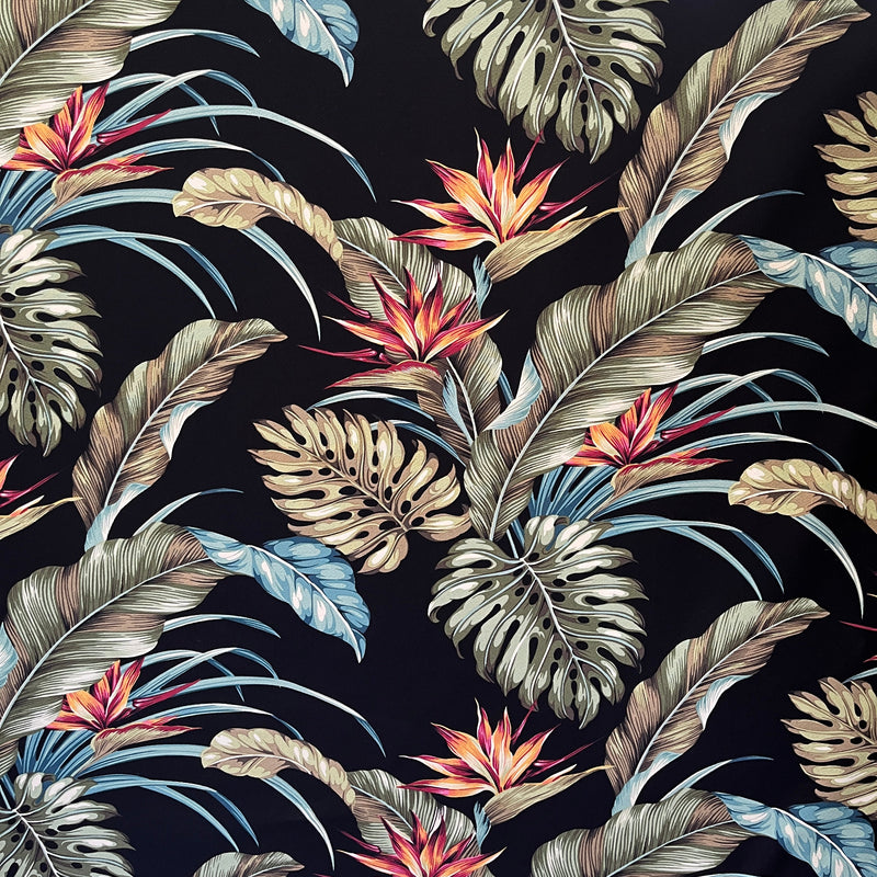 Monstera Banana Leaves Birds of Paradise Upholstery Fabric | Islands Fabric