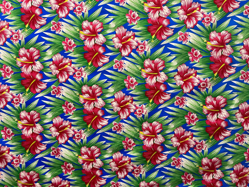 Multicolor Hibiscus Flowers Polyester Fabric | Islands Fabric