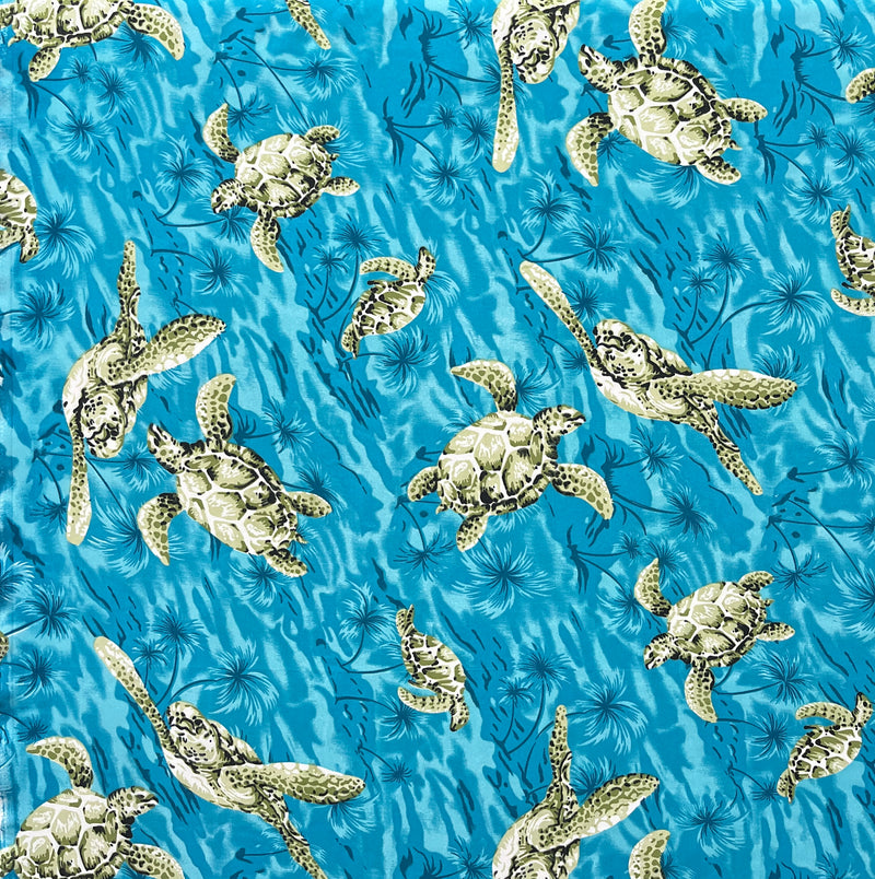 Swimming Turtles Peachskin Fabric | Islands Fabric