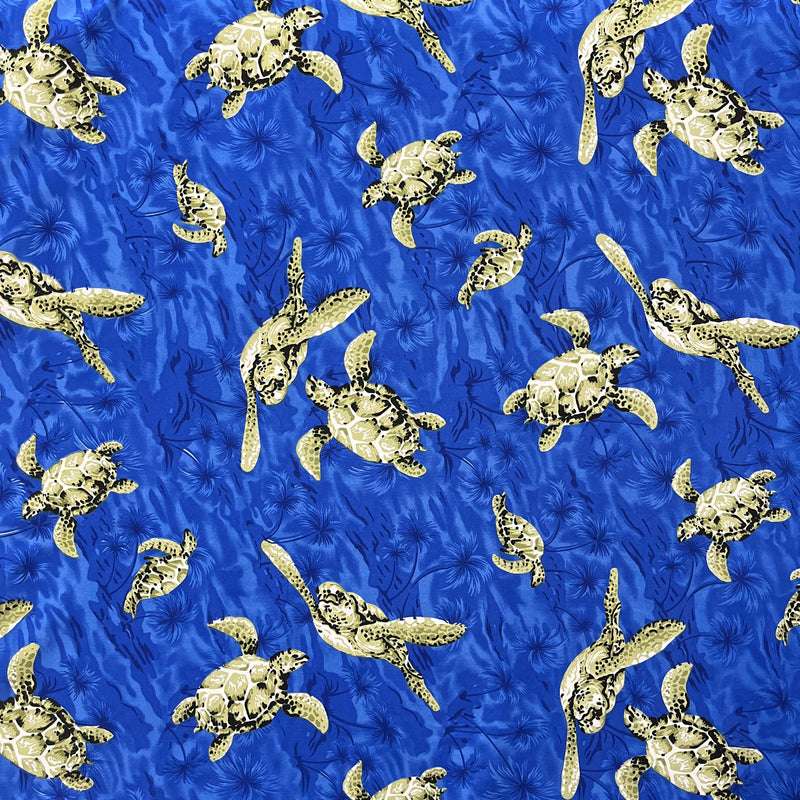 Swimming Turtles Peachskin Fabric | Islands Fabric