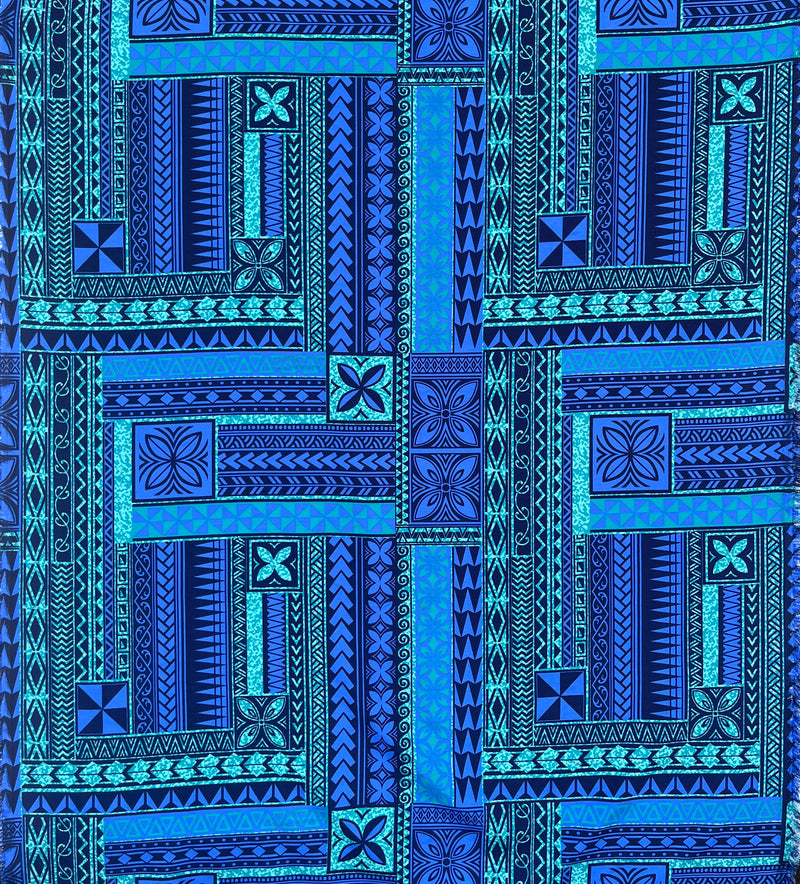 Polynesian Geometric Symmetrical design Peachskin Fabric | Islands Fabric