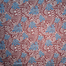 Maroon Oak & Blue Traditional Polynesian Tattoo Philodendron Leaves Chambray (Denim Look)