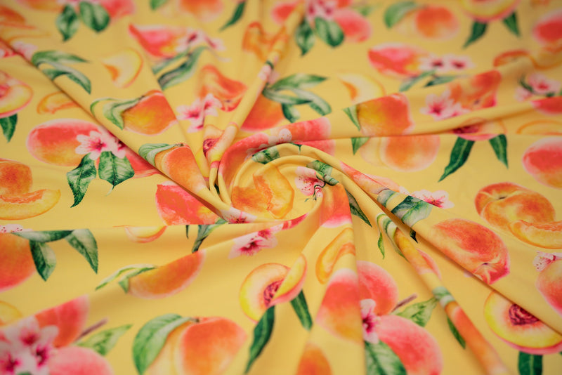 It's All Peachy Printed Spandex Fabric | Blue Moon Fabrics