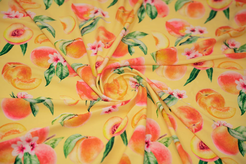 It's All Peachy Printed Spandex Fabric | Blue Moon Fabrics