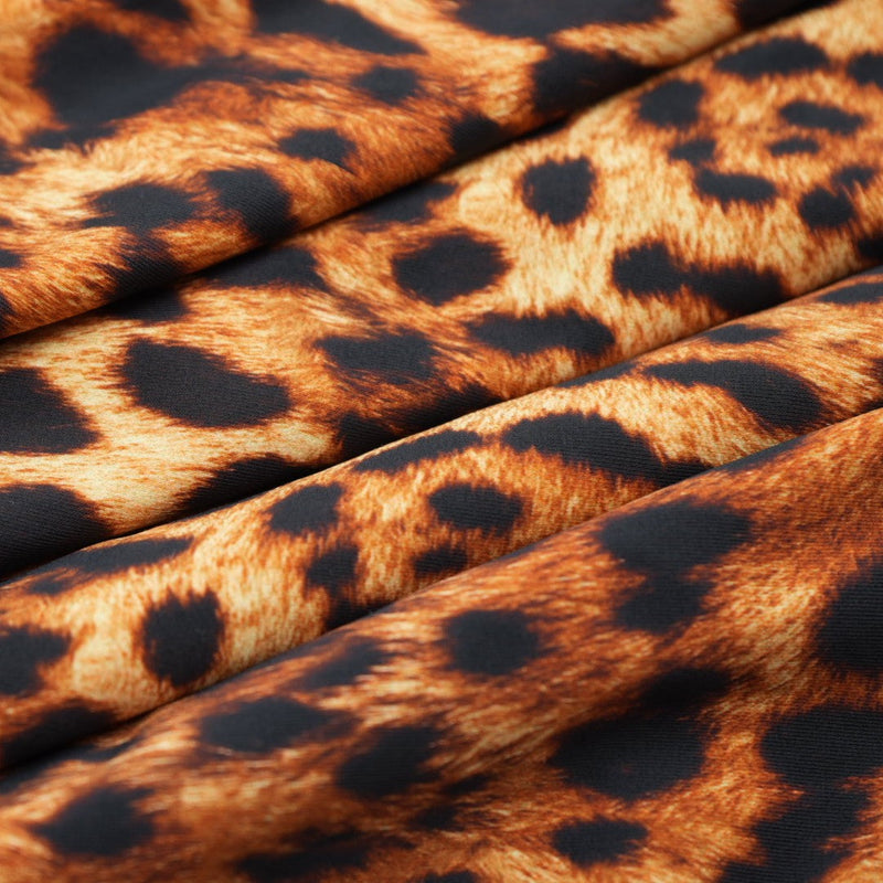 Leopard Spotted Safari Printed Spandex Fabric | Blue Moon Fabrics
