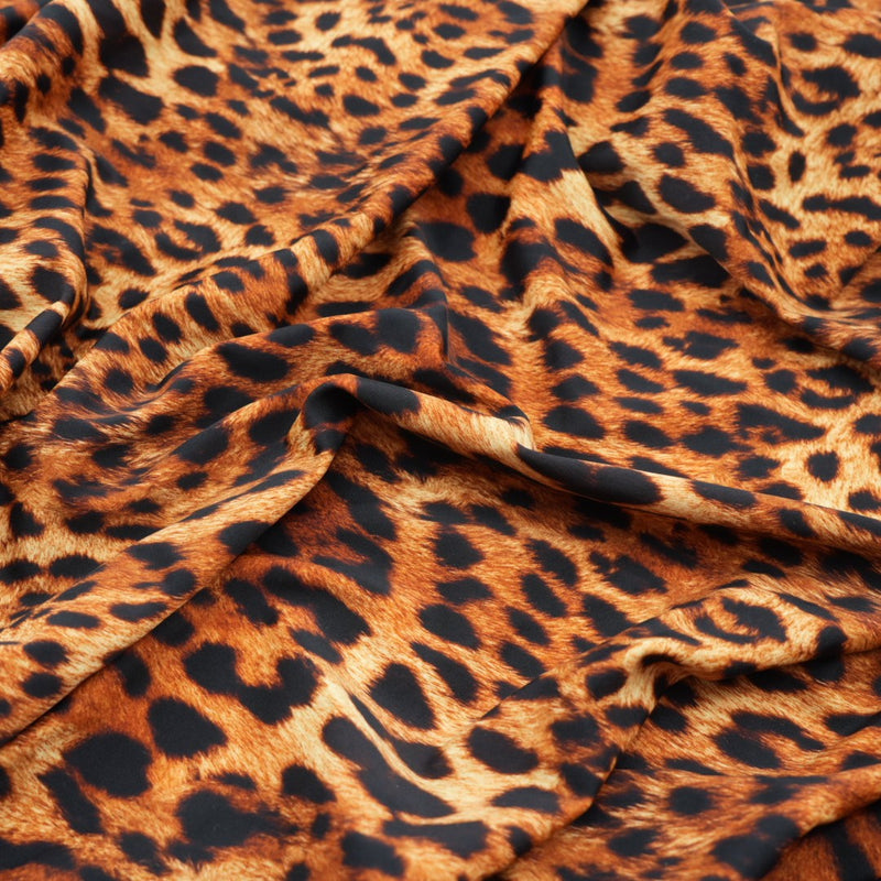 Leopard Spotted Safari Printed Spandex Fabric | Blue Moon Fabrics