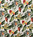 White Multicolor Palm Leaves Upholstery Cotton Fabric