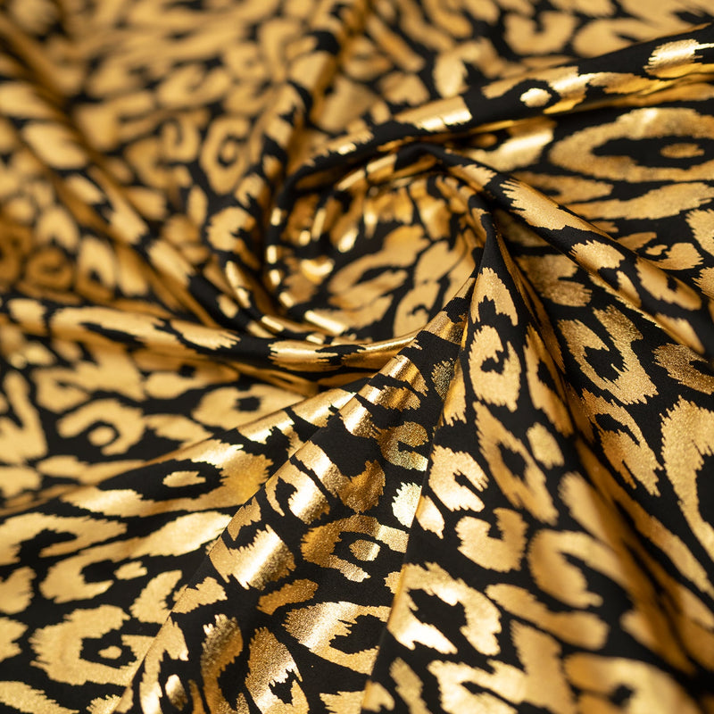 Madagascar Foiled Spandex Fabric | Blue Moon Fabrics