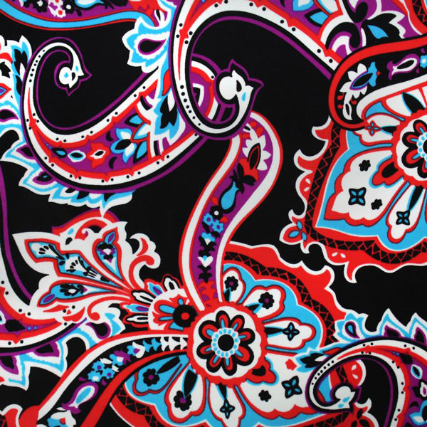 Vibrant Paisley Printed Spandex | Blue Moon Fabrics