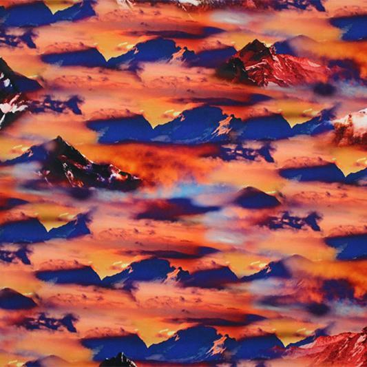 Cloudy Mountain Range Printed Spandex | Blue Moon Fabrics