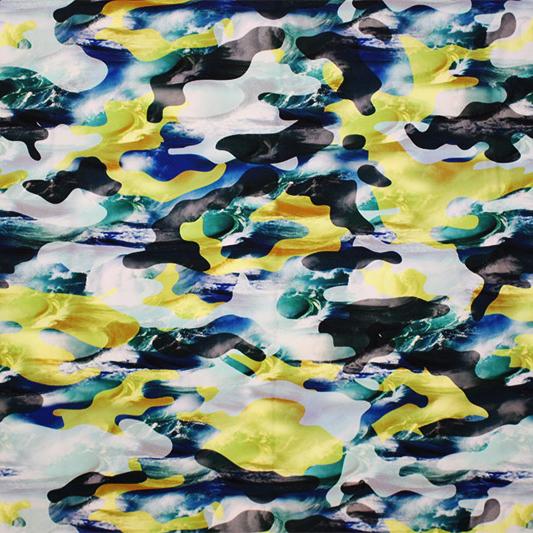 Multi Color Camo Printed Spandex | Blue Moon Fabrics