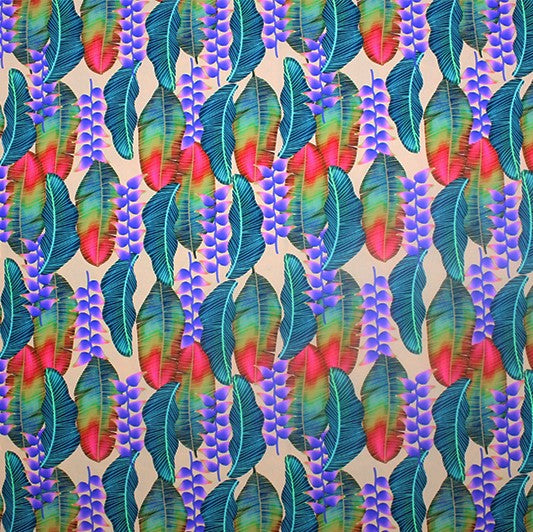 Floating Leaves Printed Spandex | Blue Moon Fabrics