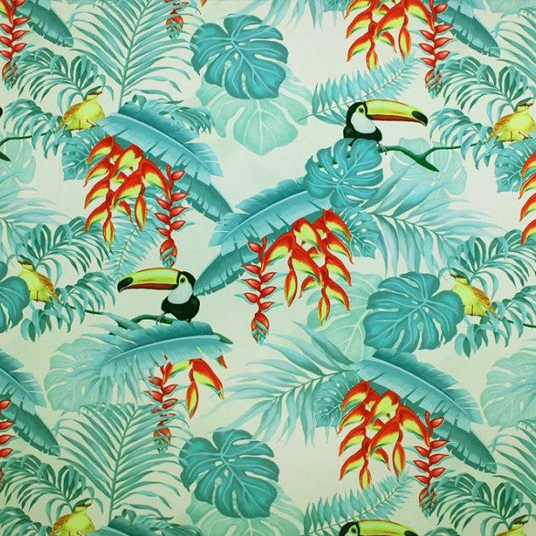 Toucans in Jungle Printed Spandex | Blue Moon Fabrics