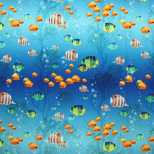 Epic Aquarium Printed Spandex Fabric | Blue Moon Fabrics