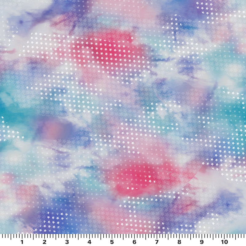 Star Spangled Tie Dye Printed Spandex Fabric | Blue Moon Fabrics