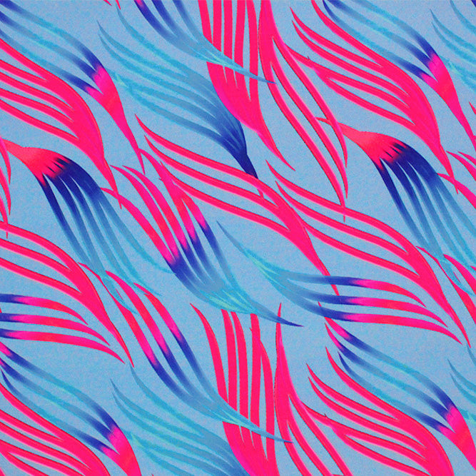 Abstract Tossed Fronds Printed Spandex Fabric | Blue Moon Fabrics