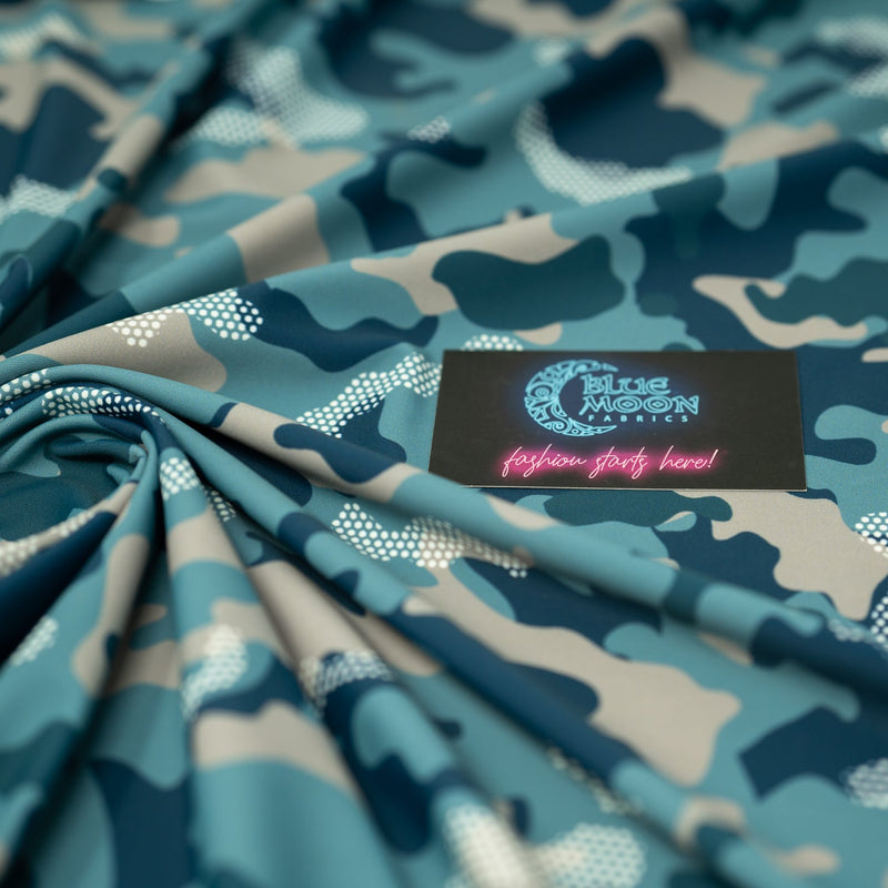 Fiji Camouflage Printed Spandex Fabric | Blue Moon Fabrics