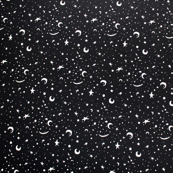 Stars Moons Printed Spandex | Blue Moon Fabrics