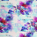 Modern Pastel Asian Fans Printed Spandex | Blue Moon Fabrics