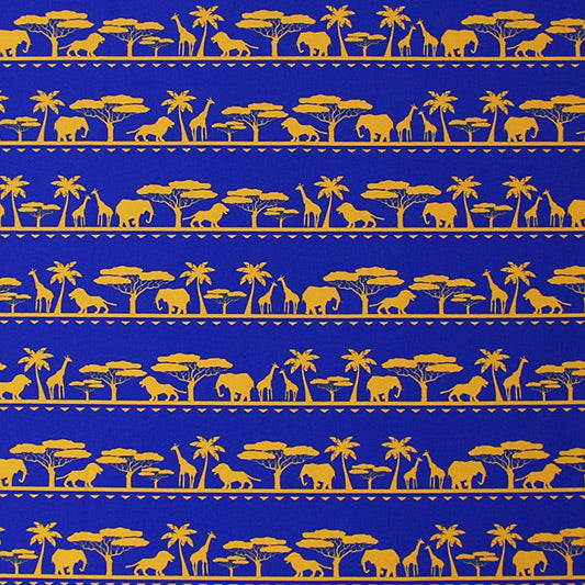 Elephant Giraffe African Safari Printed Spandex | Blue Moon Fabrics