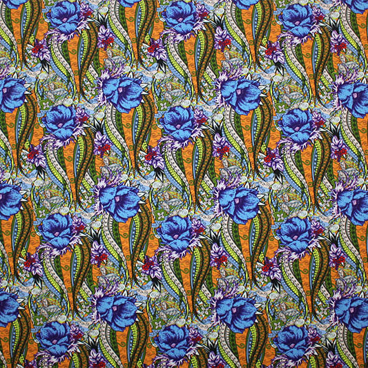 Tribal Flowers Printed Spandex | Blue Moon Fabrics