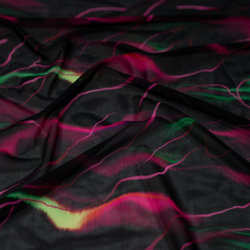 Neon Northern Lights Printed Power Mesh Fabric | Blue Moon Fabrics