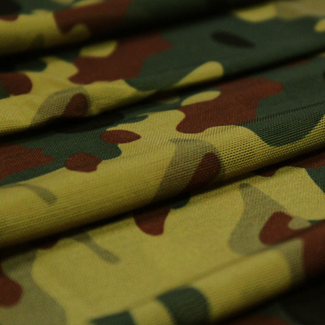 Camo Green Printed Power Mesh Fabric | Blue Moon Fabrics