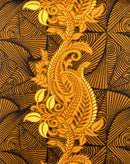 Golden Brown Paradise Floral Vines Cotton Fabric