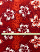 Plumeria Traditional Tattoo background Peachskin Fabric