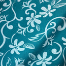 Dark Aqua colored Plumeria Vine Poly Cotton Fabric