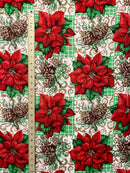 2nd measurement for Poinsettia Pine Holiday Plaid Polyester Fabric