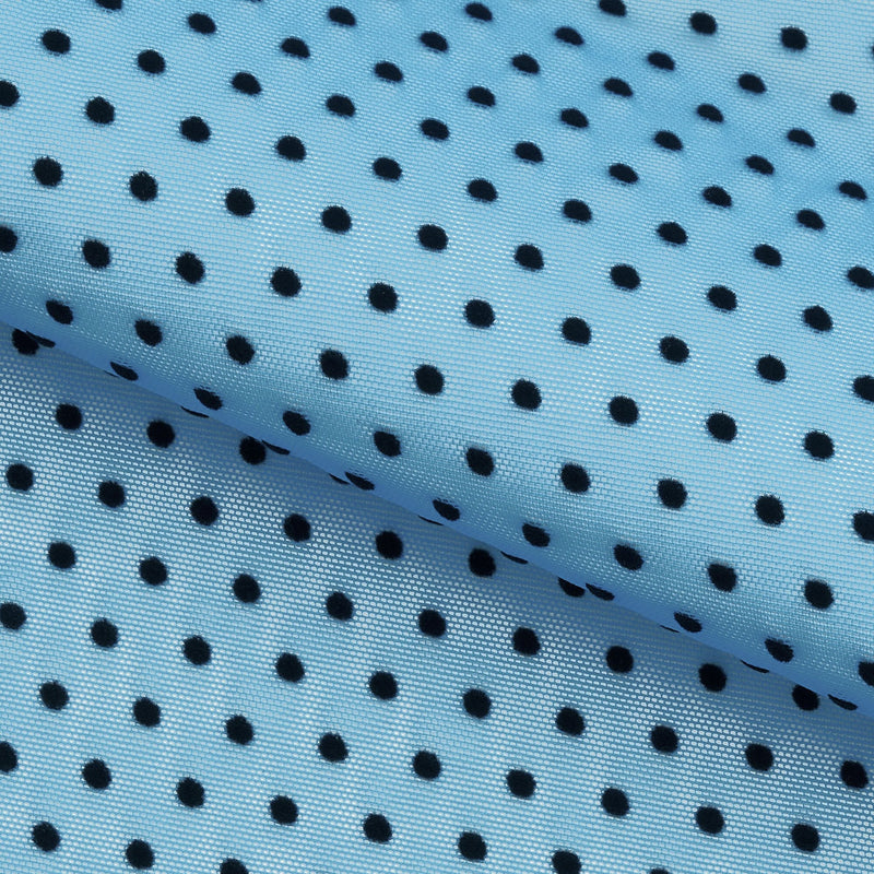 Polka Dot Flocked Stretch Mesh Fabric | Blue Moon Fabrics