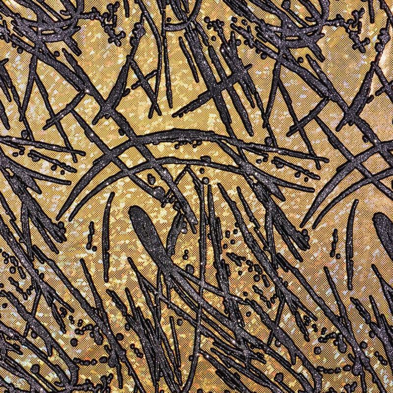 Pollock Shattered Glass Foiled Spandex Fabric | Blue Moon Fabrics