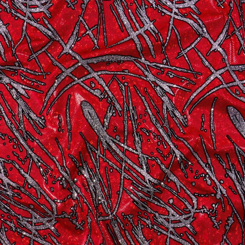 Pollock Shattered Glass Foiled Spandex Fabric | Blue Moon Fabrics