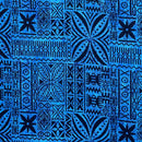 Blue Polynesian Motif Barkcloth Fabric