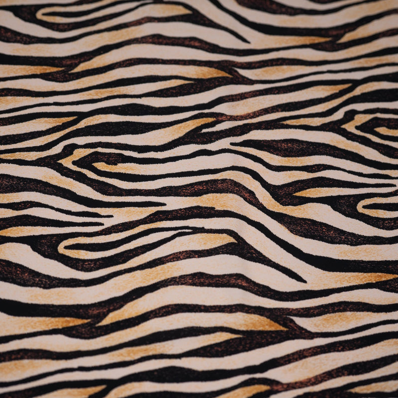 Sandy Zebra Printed Spandex Fabric | Blue Moon Fabrics