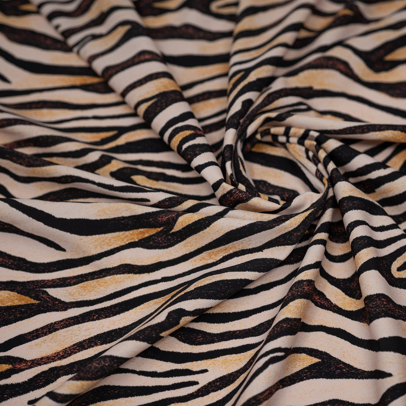 Sandy Zebra Printed Spandex Fabric | Blue Moon Fabrics