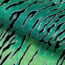 Serengeti Foil Glittered Flocked Stretch Spandex Fabric | Blue Moon Fabrics