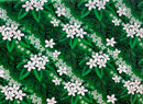Green colored Tiare & Banana Leaf Tribal Design Cotton Fabric