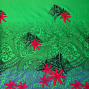 Green colored Tiare Traditional Tattoo Gradient Cotton Fabric